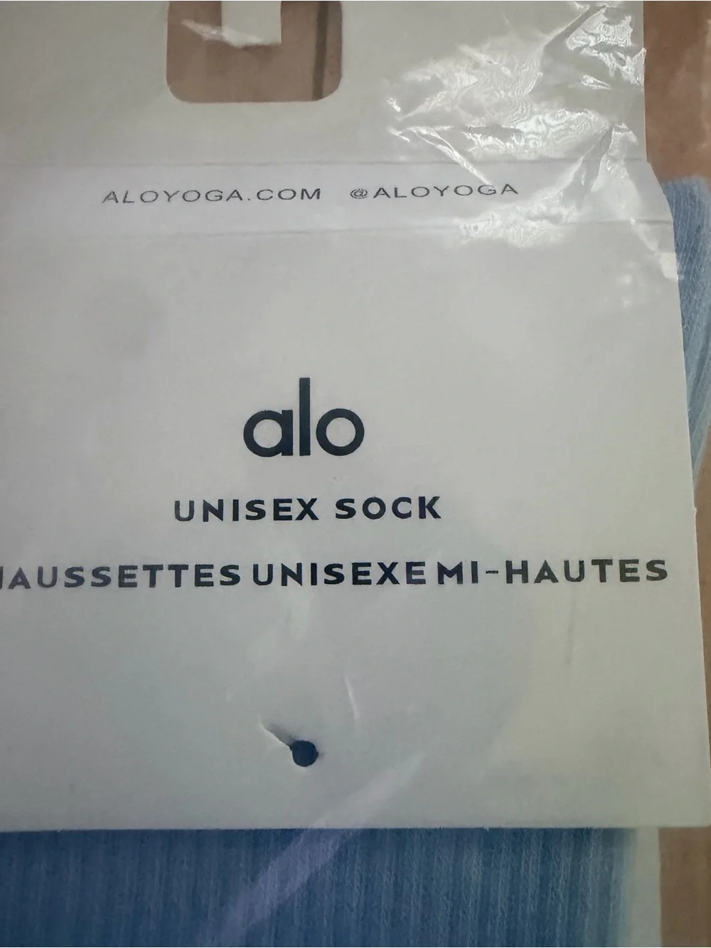 ALO Yoga Pastel Blue Ribbed Crew Socks with White Stripes